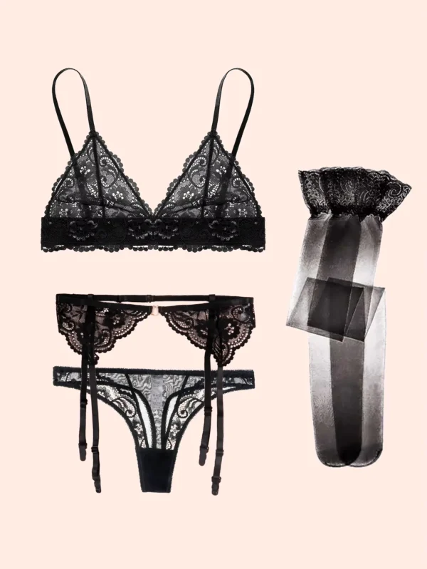 Conjunto de Lencería Sexy de Encaje para Mujer