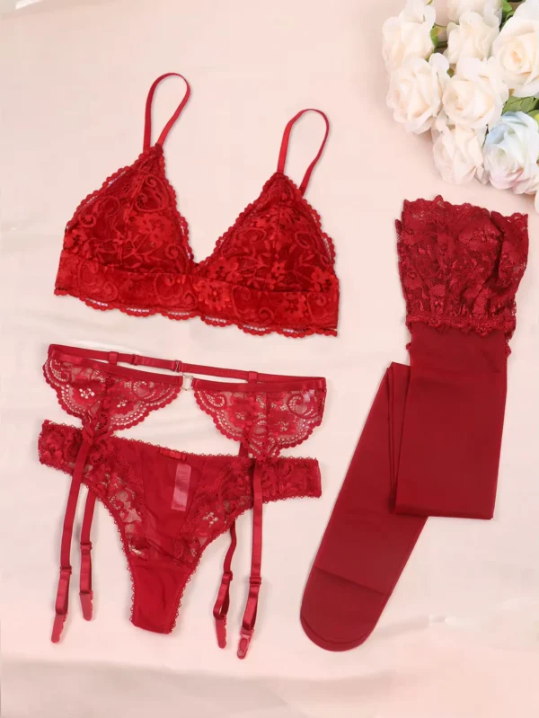 Conjunto de Lencería de Encaje para Mujer - Sexy, Cómodo y Elegante TALLA M