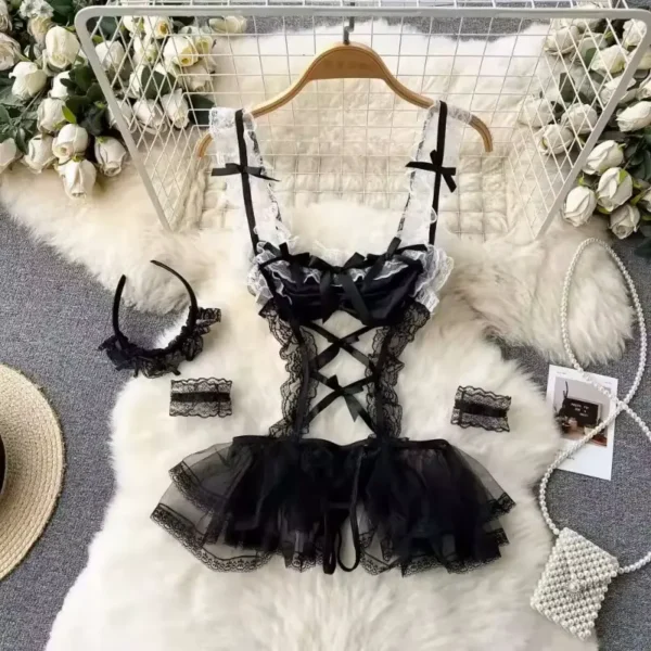 Conjunto de Lencería Sexy para Mujer - Sujetador y Bragas con Tirantes Atractivos TALLA M