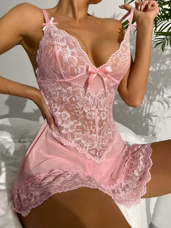 Conjunto de Lencería Erótica para Mujer – Sujetador Hueco de Encaje y Bragas a Juego. TALLA M